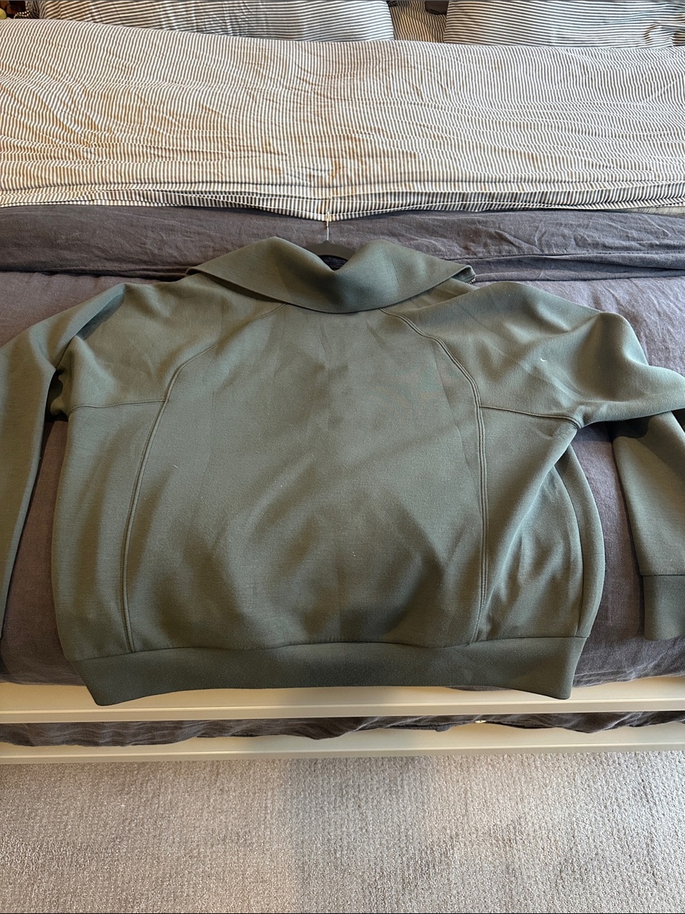 SPANX Air Essentials Olive Green Half-Zip Sweatshirt Hoodie - Picture 4 of 4